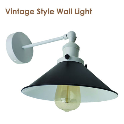Adjustable Swivel Arm Wall Light – Copper, French Gold, Rose Gold, White - White, Flat Cone 22 cm Black & White Inner, Without Bulb