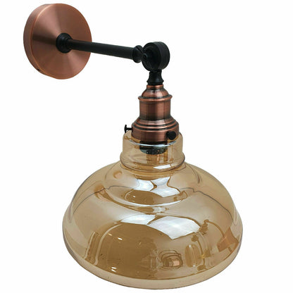 Adjustable Two-Tone Wall Light with Shade - Copper, Glass Dome 28 cm Amber, Without Bulb