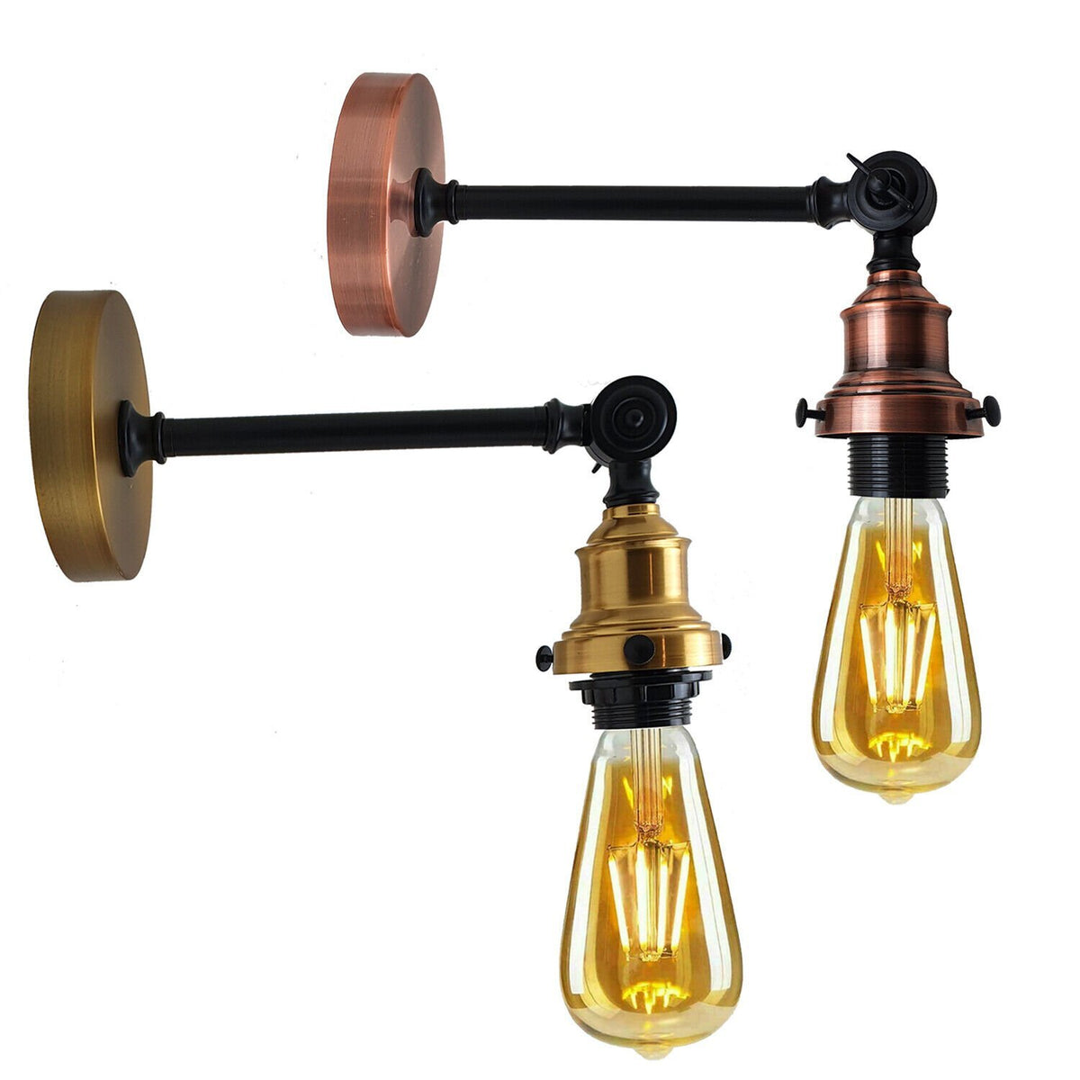 Adjustable Two-Tone Wall Light with Shade - Copper, No Shade, Without Bulb