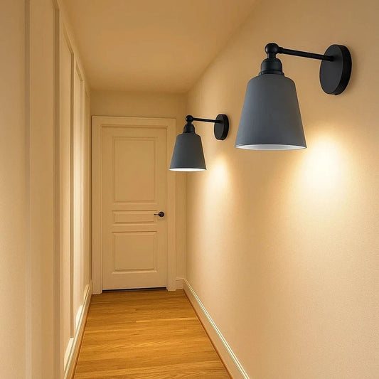 Adjustable Wall Sconce with Small Bell Shade – Black Arm, 10 Colours - photo 2