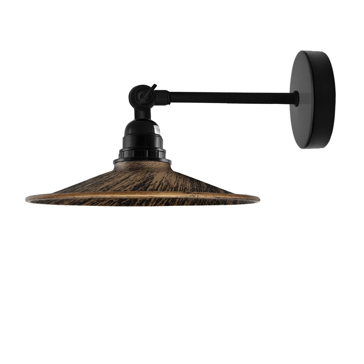 Adjustable Wall Sconce with Small Bell Shade – Black Arm, 10 Colours - Black, Flat Brushed Copper, Without Bulb