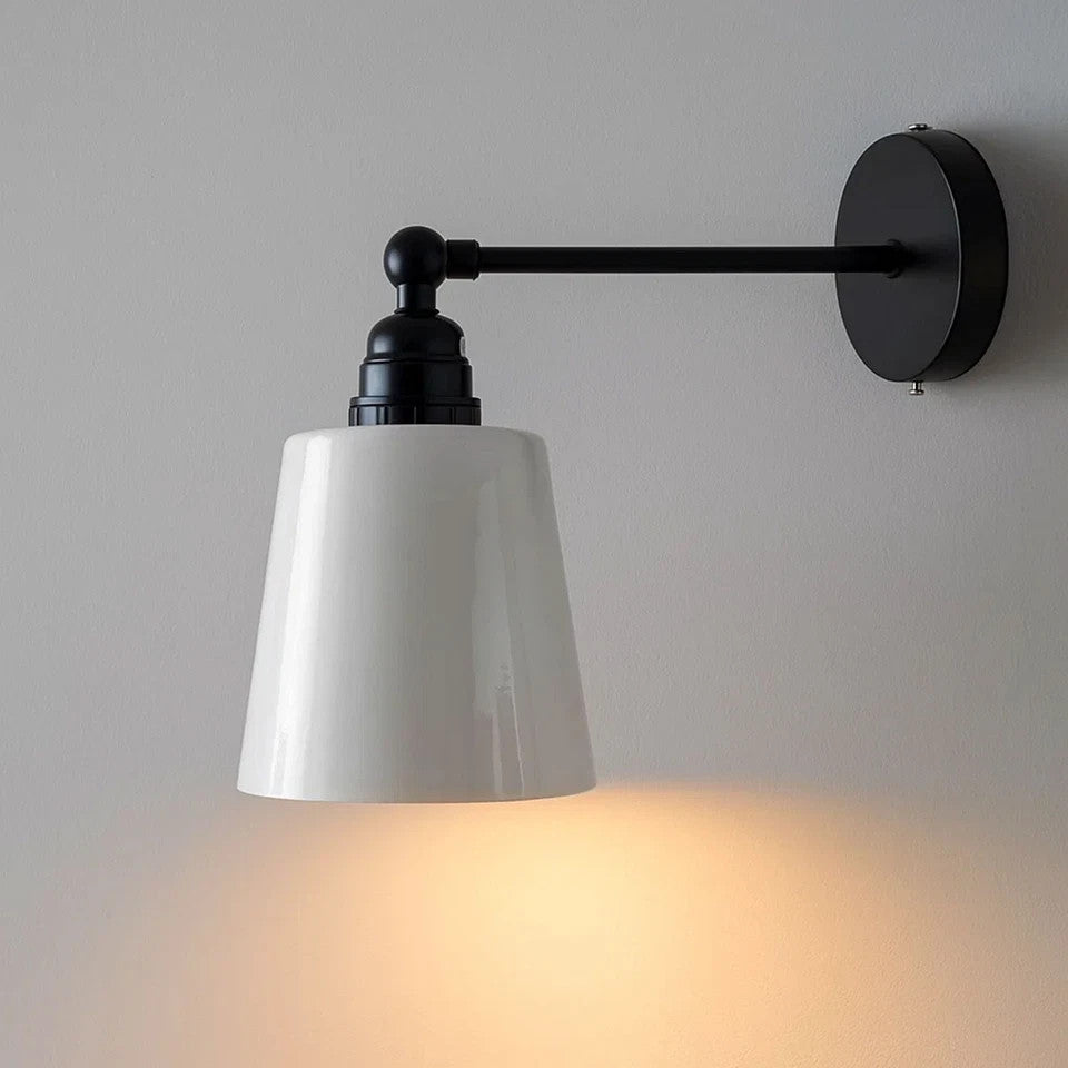 Adjustable Wall Sconce with Small Bell Shade – Black Arm, 10 Colours - Black, Retro Small 15 cm Grey, Without Bulb
