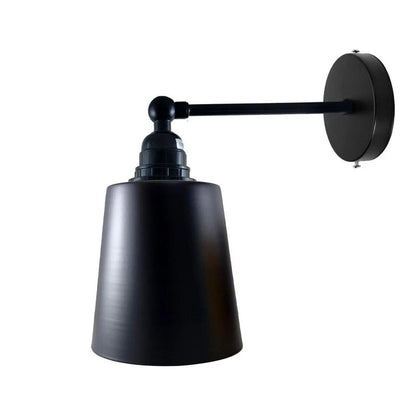 Adjustable Wall Sconce with Small Bell Shade – Black Arm, 10 Colours - Black, Retro Small 15 cm Matt Black, Without Bulb