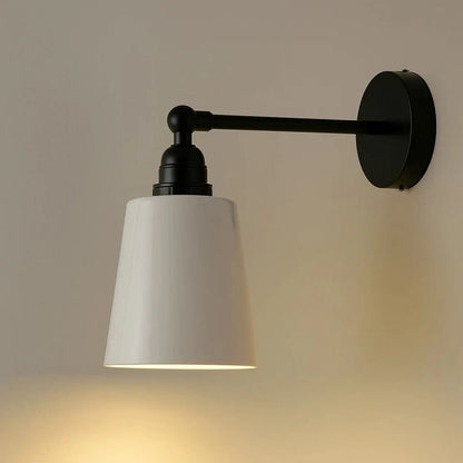 Adjustable Wall Sconce with Small Bell Shade – Black Arm, 10 Colours - Black, Retro Small 15 cm White, Without Bulb