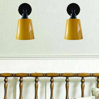 Adjustable Wall Sconce with Small Bell Shade – Black Arm, 10 Colours - Black, Retro Small 15 cm Yellow, Without Bulb