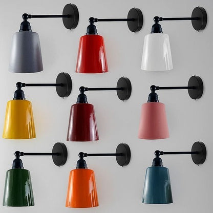 Adjustable Wall Sconce with Small Bell Shade – Black Arm, 10 Colours