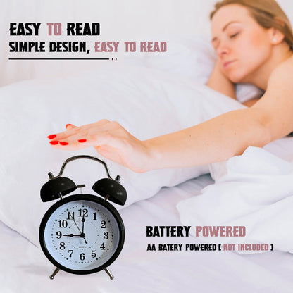 Twin Bell Alarm Clock – Loud Bell, 23 cm, Black or Red - photo 5