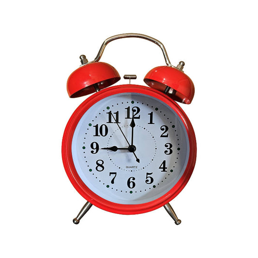 Twin Bell Alarm Clock – Loud Bell, 23 cm, Black or Red - Red