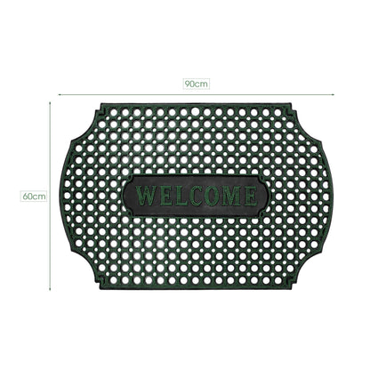 Rubber Ring Welcome Mat – 3 Shapes, Assorted Colours, All-Weather - Curved Rectangle, 90 x 60 cm