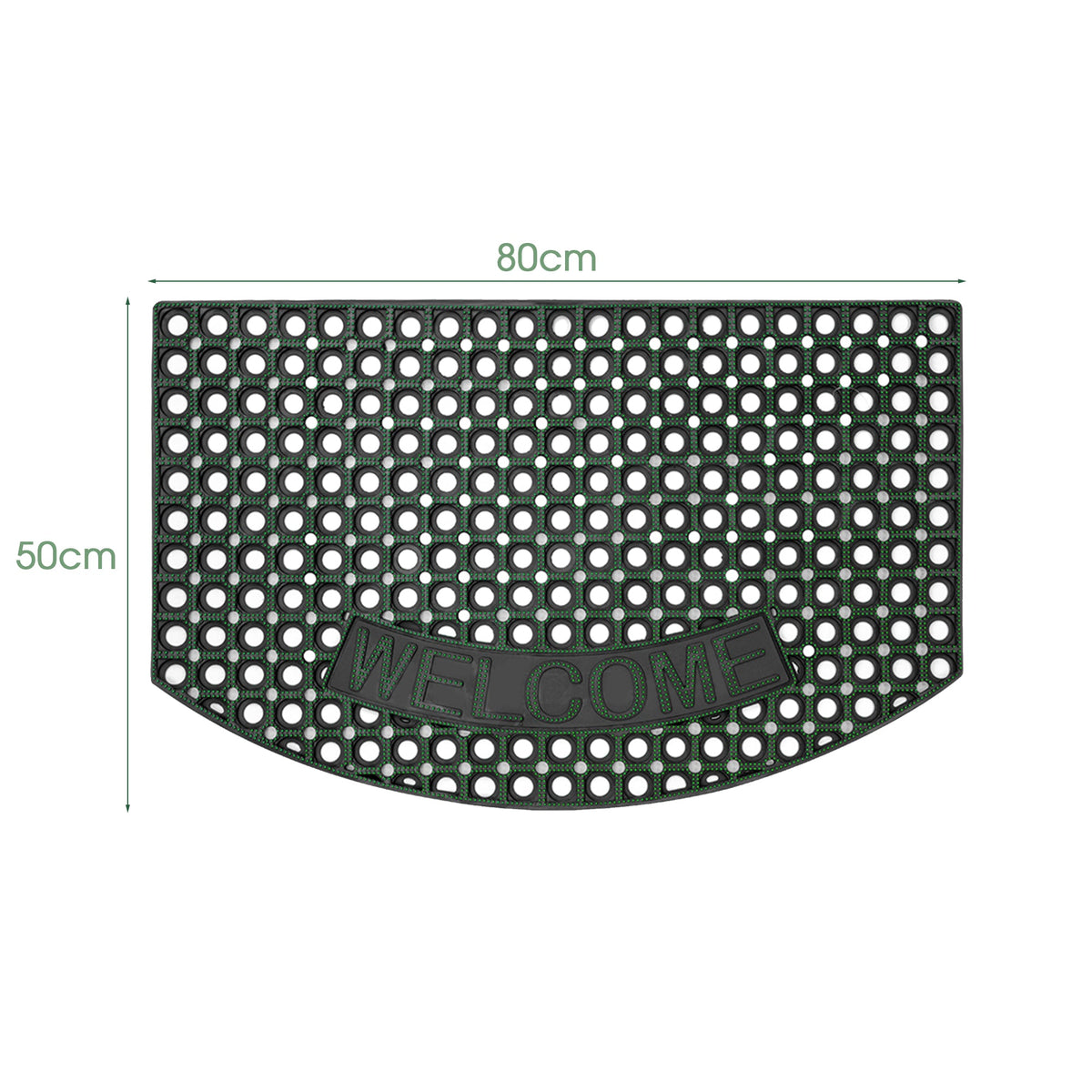 Rubber Ring Welcome Mat – 3 Shapes, Assorted Colours, All-Weather - Half-Moon, 80 x 50 cm