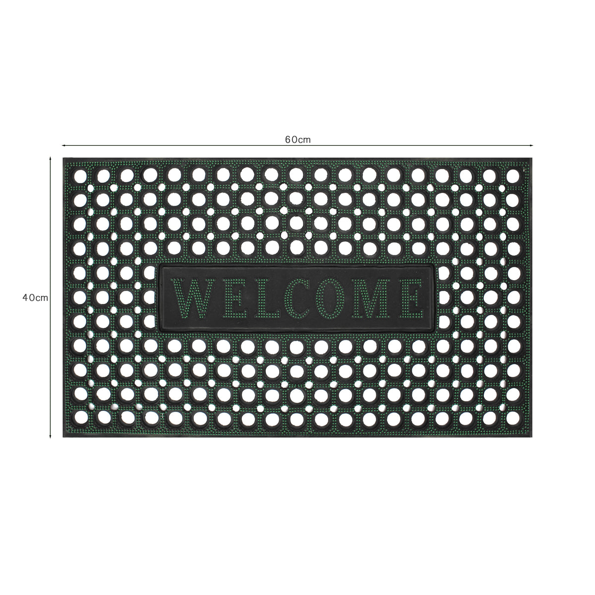 Rubber Ring Welcome Mat – 3 Shapes, Assorted Colours, All-Weather - Rectangle, 60 x 40 cm