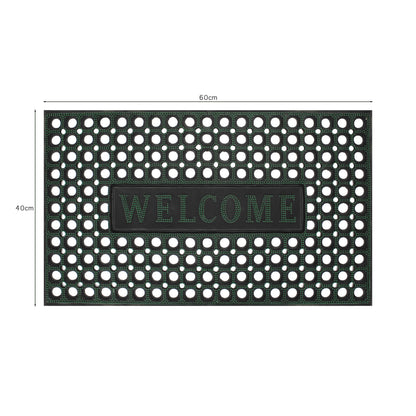 Rubber Ring Welcome Mat – 3 Shapes, Assorted Colours, All-Weather - Rectangle, 60 x 40 cm