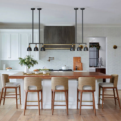 3-Light Industrial Bar Pendant – Black & Brass, 20 to 80 cm Drop - photo 8