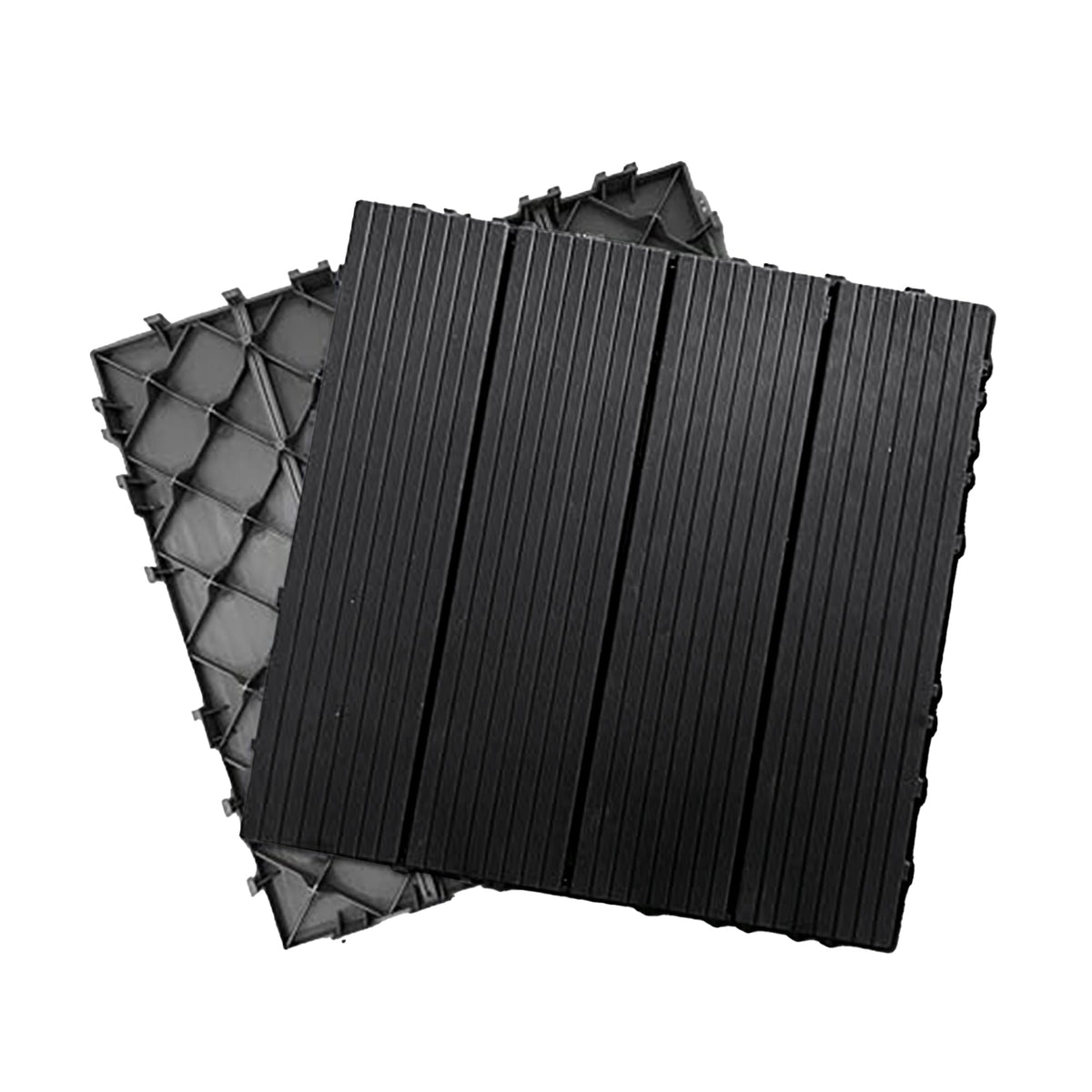 Anthracite PVC Interlocking Deck Tiles – 30 x 30 cm, Packs of 6, 9 or 16
