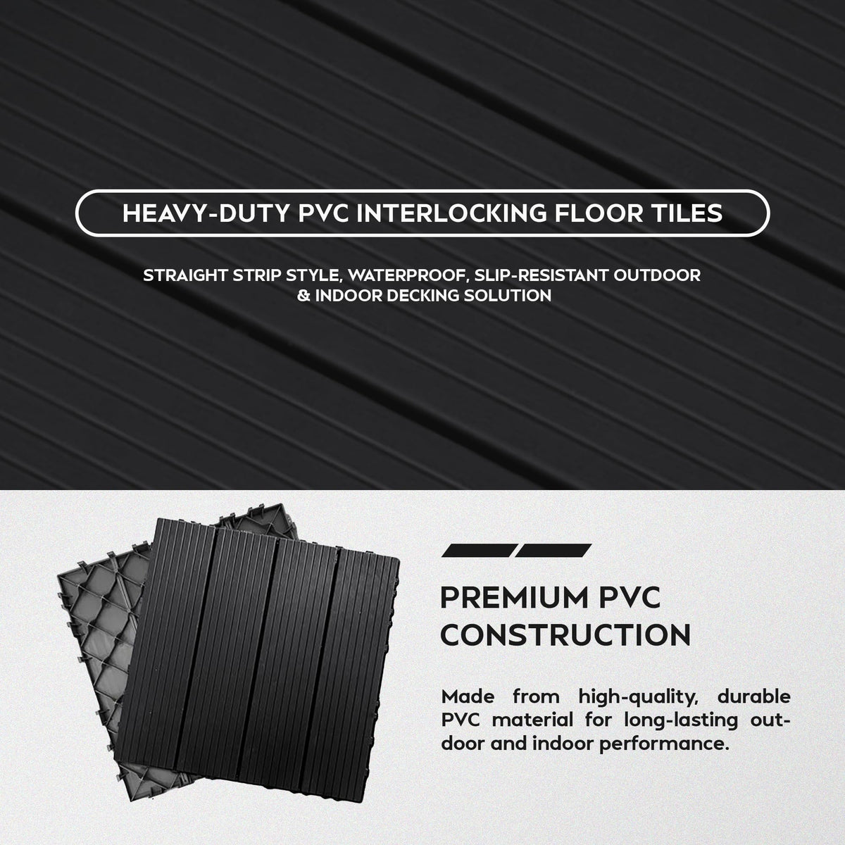 Anthracite PVC Interlocking Deck Tiles – 30 x 30 cm, Packs of 6, 9 or 16 - photo 5
