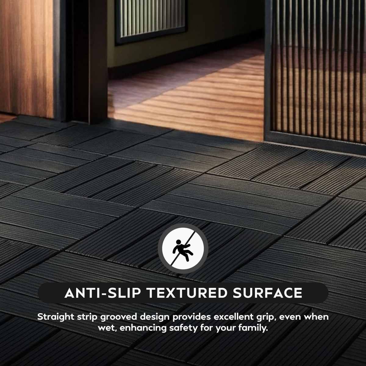 Anthracite PVC Interlocking Deck Tiles – 30 x 30 cm, Packs of 6, 9 or 16 - photo 6