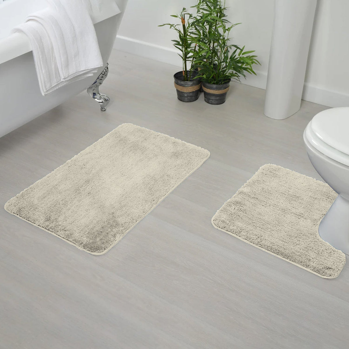 2-Piece Microfibre Bath Mat Set – Bath & Pedestal Mat, Non-Slip, 3 Colours - photo 4