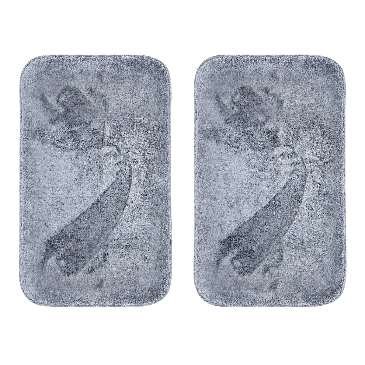 Soft Microfibre Door Mat – 50 x 80 cm, Anti-Slip, 4 Colours, 1 or 2 Mats - Grey, 2 Mats