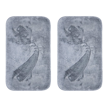 Soft Microfibre Door Mat – 50 x 80 cm, Anti-Slip, 4 Colours, 1 or 2 Mats - Grey, 2 Mats