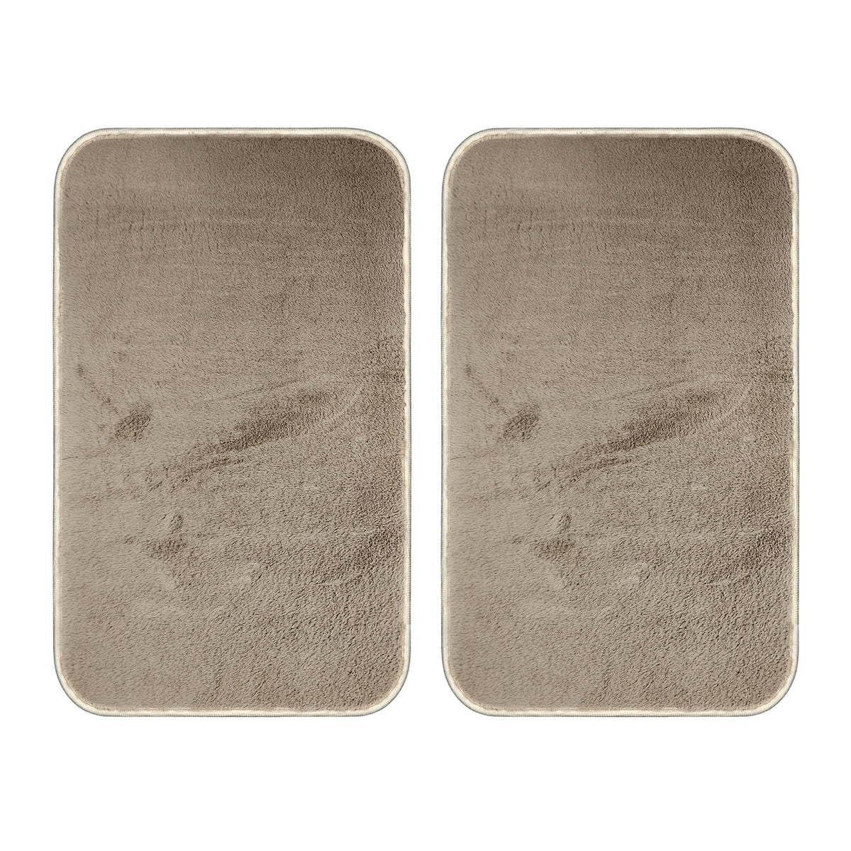 Soft Microfibre Door Mat – 50 x 80 cm, Anti-Slip, 4 Colours, 1 or 2 Mats - Light Brown, 2 Mats