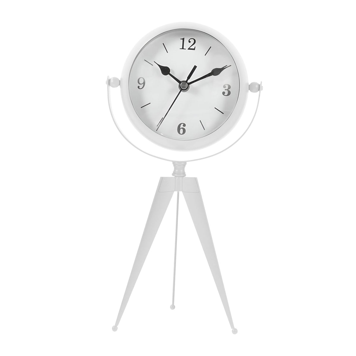 Tripod Table Clock with Mirror – Rotating Head, White, 20 cm - photo 10