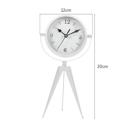 Tripod Table Clock with Mirror – Rotating Head, White, 20 cm - photo 2