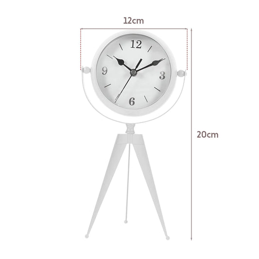 Tripod Table Clock with Mirror – Rotating Head, White, 20 cm - photo 2