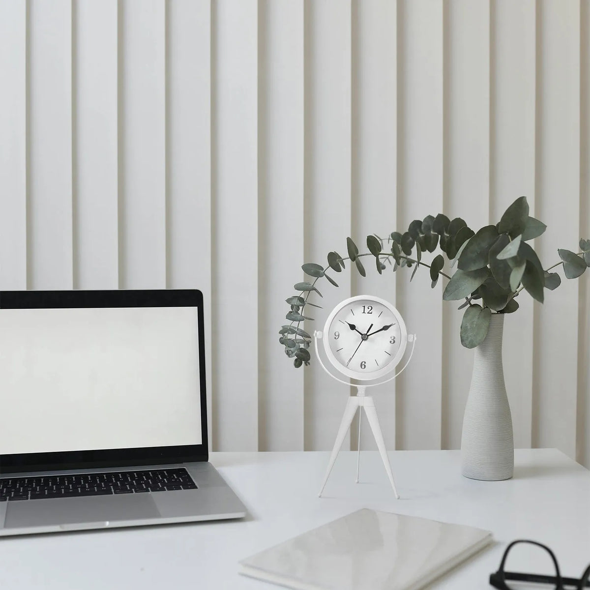 Tripod Table Clock with Mirror – Rotating Head, White, 20 cm - photo 5
