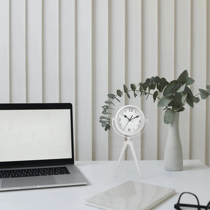 Tripod Table Clock with Mirror – Rotating Head, White, 20 cm - photo 5
