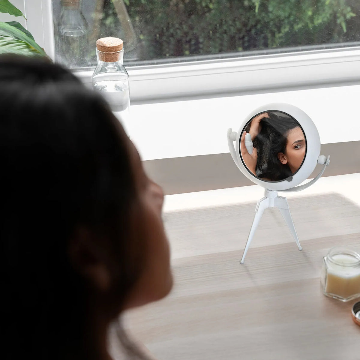 Tripod Table Clock with Mirror – Rotating Head, White, 20 cm - photo 7