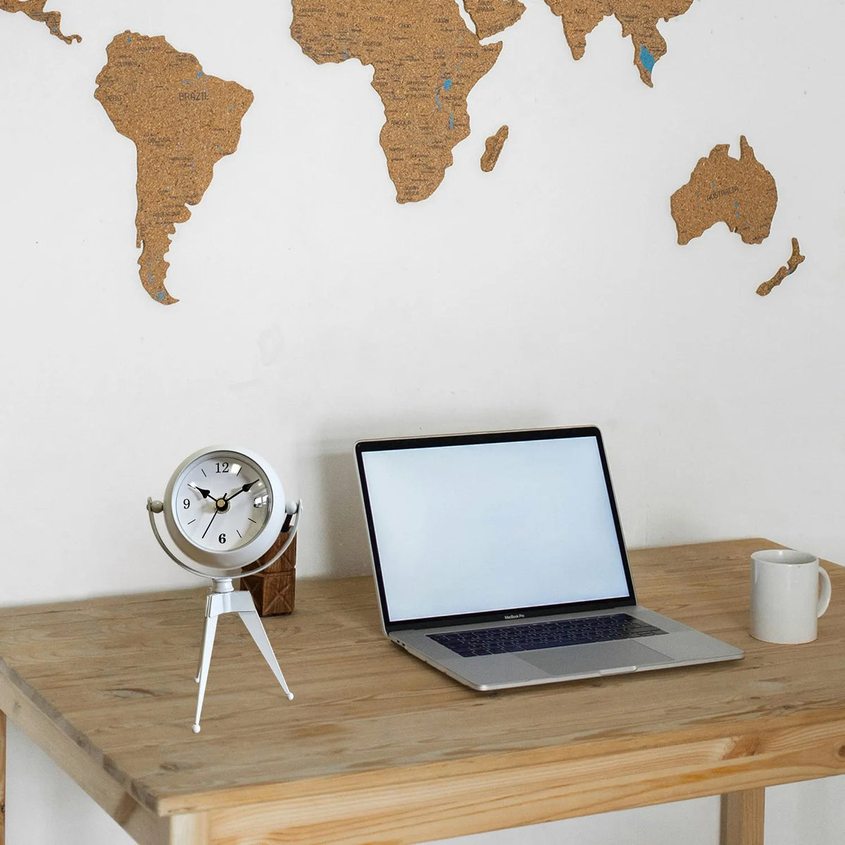 Tripod Table Clock with Mirror – Rotating Head, White, 20 cm - photo 8