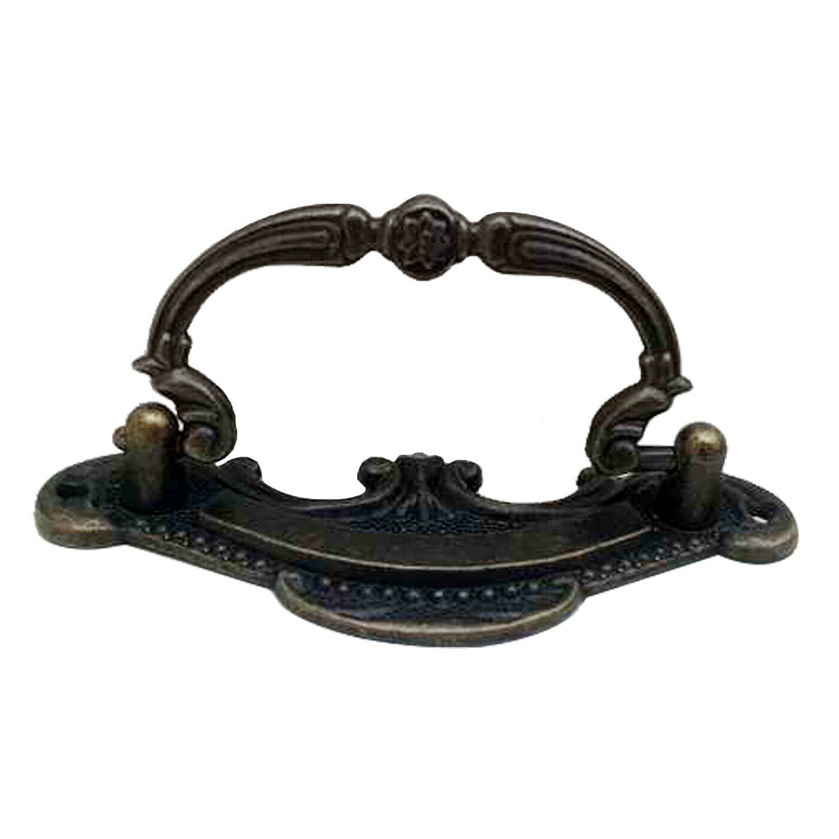 Antique Brass Drop Pull Handles, Pair – 90 mm, Ornate Vintage Style - photo 2