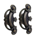 Antique Brass Drop Pull Handles, Pair – 90 mm, Ornate Vintage Style