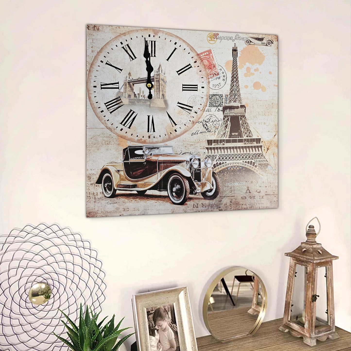 Art Painting Eiffel Tower wall Clock