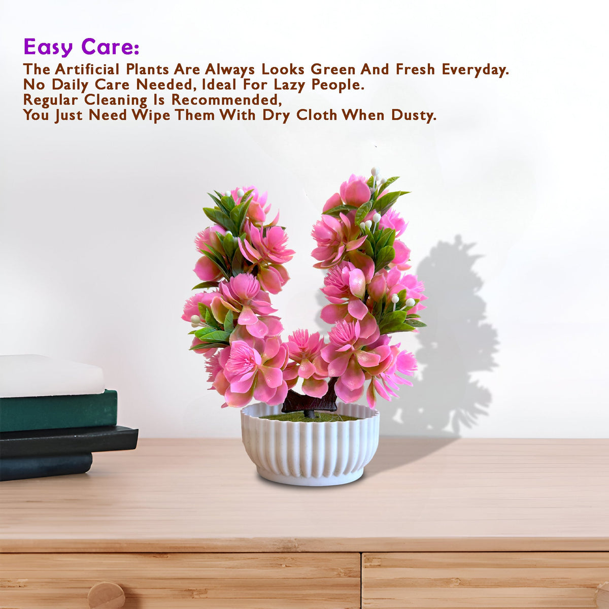 Artificial Flower Bonsai in White Pot – 24 cm, Packs of 3 or 6, Assorted Colours - photo 23