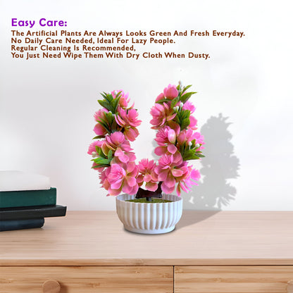 Artificial Flower Bonsai in White Pot – 24 cm, Packs of 3 or 6, Assorted Colours - photo 23