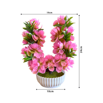 Artificial Flower Bonsai in White Pot – 24 cm, Packs of 3 or 6, Assorted Colours - photo 28