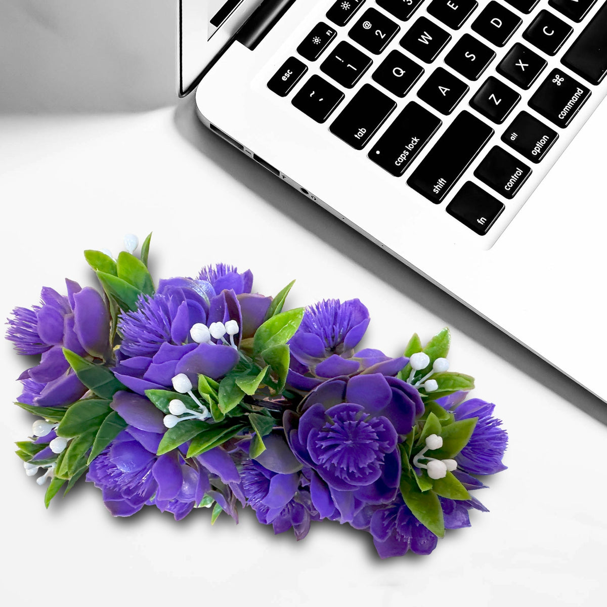 Artificial Flower Bonsai in White Pot – 24 cm, Packs of 3 or 6, Assorted Colours - photo 4