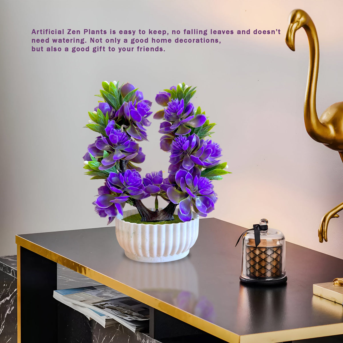 Artificial Flower Bonsai in White Pot – 24 cm, Packs of 3 or 6, Assorted Colours - photo 6