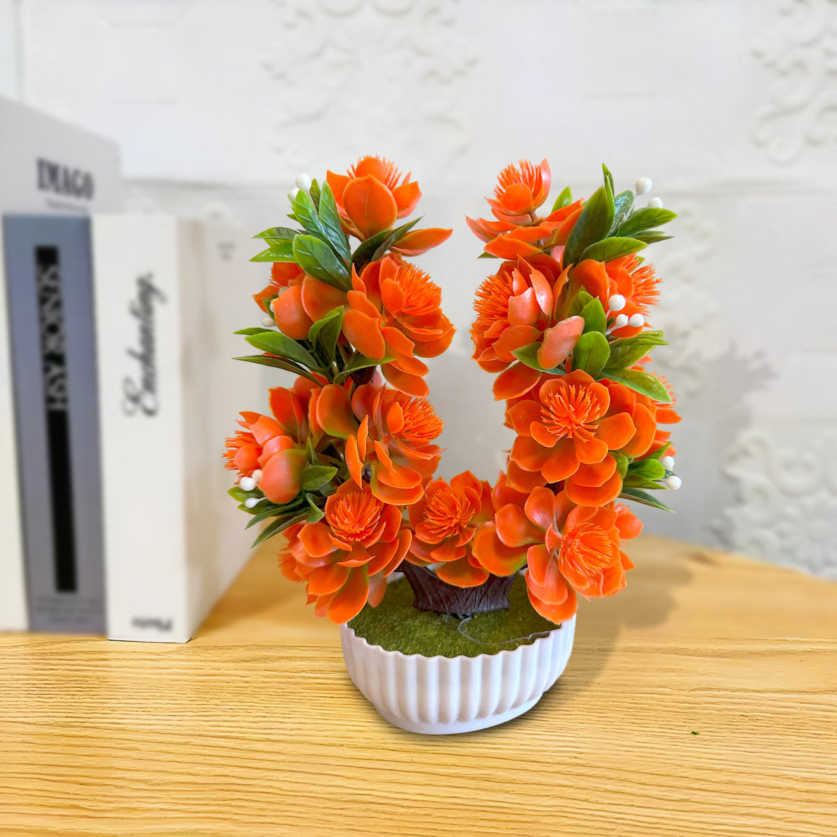 Artificial Flower Bonsai in White Pot – 24 cm, Packs of 3 or 6, Assorted Colours - photo 10