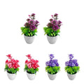 Artificial Potted Flowers – Poppies or Roses in White Pots, Packs of 3 or 5