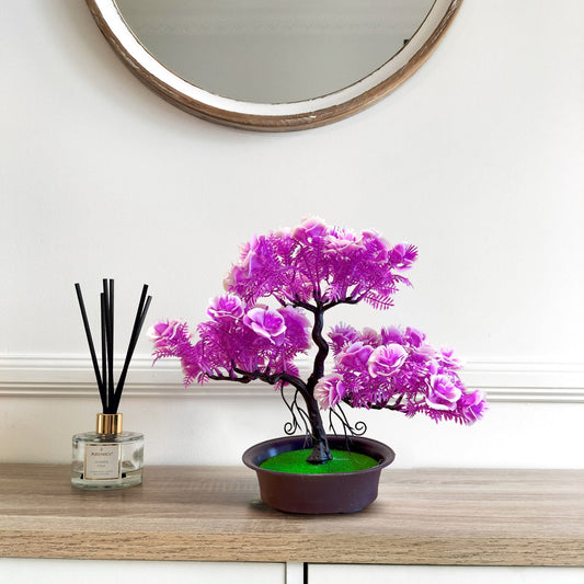 Artificial Flowering Bonsai Trees in Pots – Pack of 2 or 3, Assorted Colours - photo 2