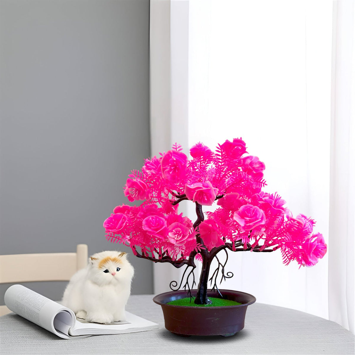 Artificial Flowering Bonsai Trees in Pots – Pack of 2 or 3, Assorted Colours - photo 8