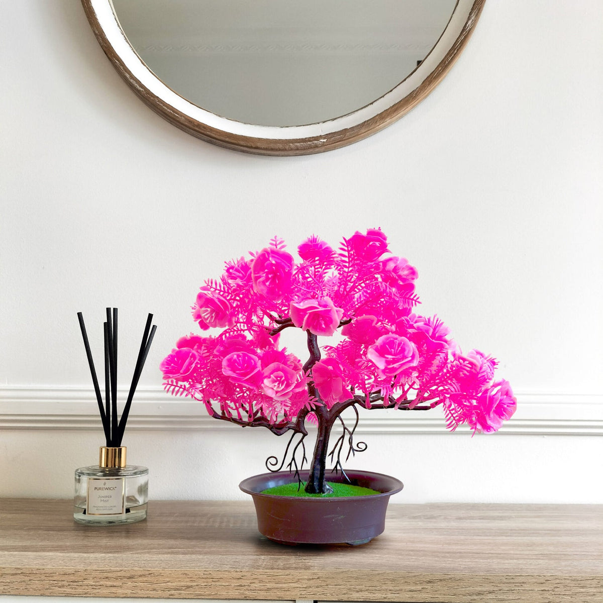 Artificial Flowering Bonsai Trees in Pots – Pack of 2 or 3, Assorted Colours