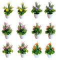 Mini Artificial Flowers in White Pots – Pack of 2 or 3, Assorted Colours - Pack of 2