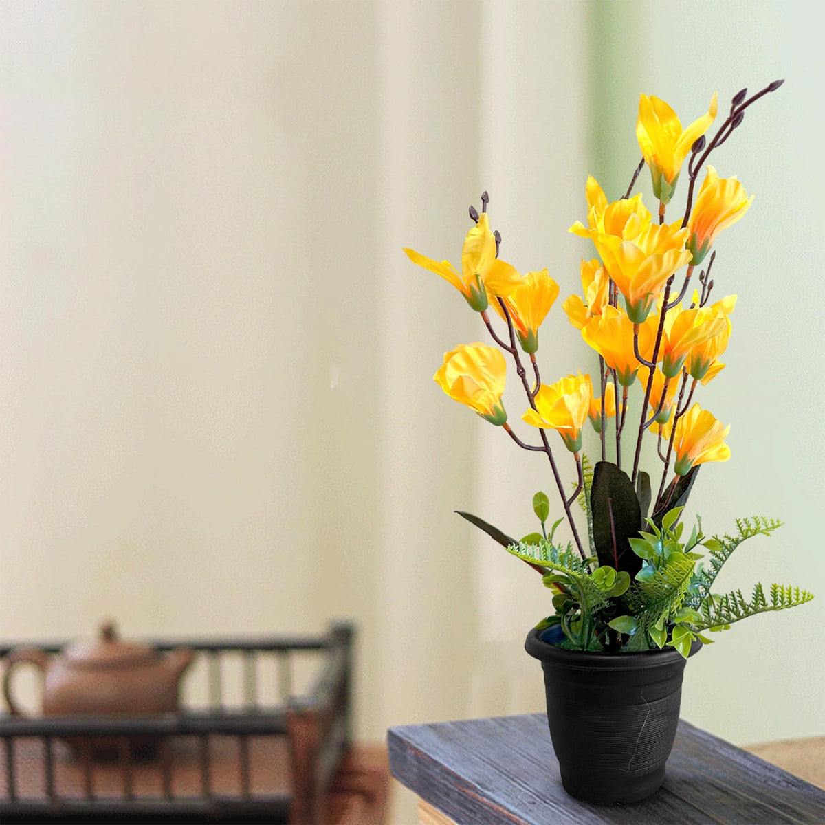 Artificial Orchid Plants in Black Pots – 46 cm, Pack of 3 or 5, Assorted Colours - photo 21
