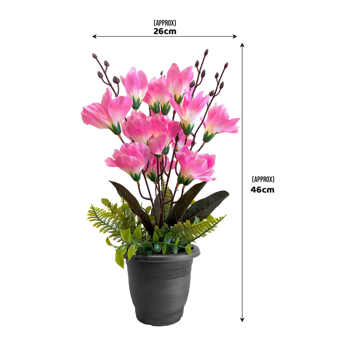 Artificial Orchid Plants in Black Pots – 46 cm, Pack of 3 or 5, Assorted Colours - photo 6