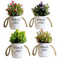 Mini Artificial Flower Pots with Rope Handles – Pack of 3 or 4, Assorted - Pack of 3