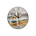 Golden Deer Round Wall Clock – Slim Gold Frame, Modern Art Dial