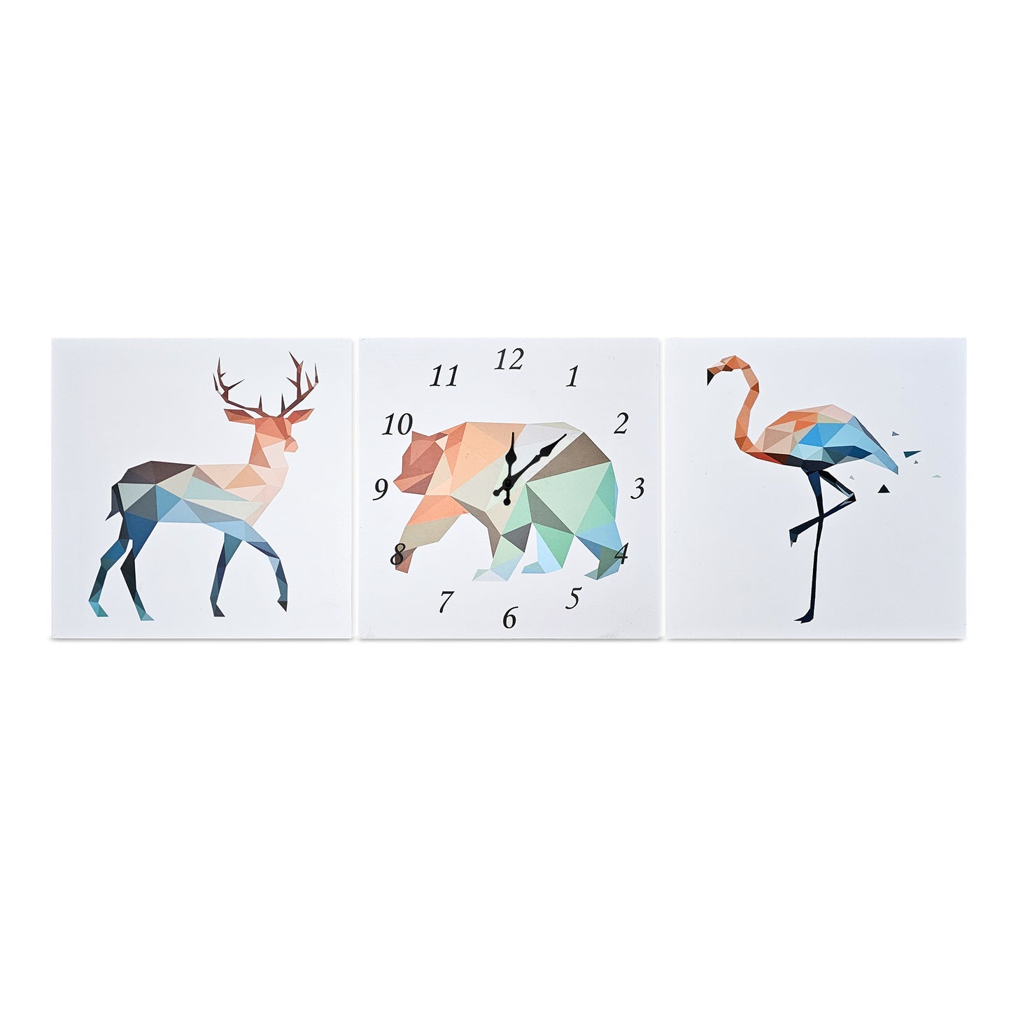 Deer Bear Flamingo Painting clock